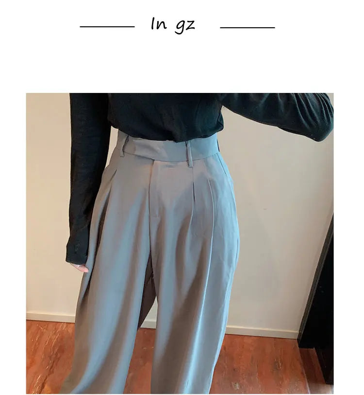 2022 Spring Suit Pants Female Solid Wide Leg Pants Women Full Length Pants Ladies High Quality simple Casual Straight Pants