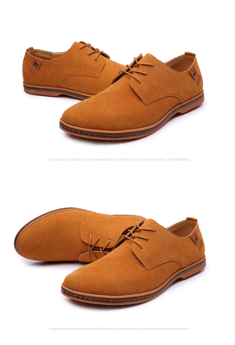 2024 Spring Suede Leather Men Shoes Oxford Casual Shoes Classic Sneakers Comfortable Footwear Dress Shoes Large Size Flats