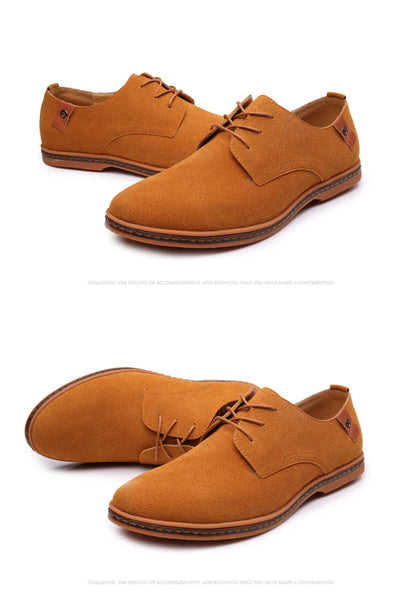 2024 Spring Suede Leather Men Shoes Oxford Casual Shoes Classic Sneakers Comfortable Footwear Dress Shoes Large Size Flats