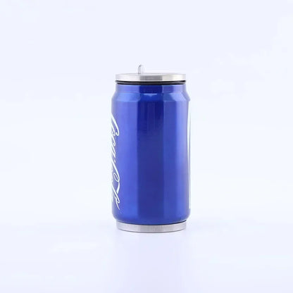 Stainless Steel Cola Thermos, Outdoor Portable Car Thermos Cup, Sublimation Can, Double Layer Straw Cup