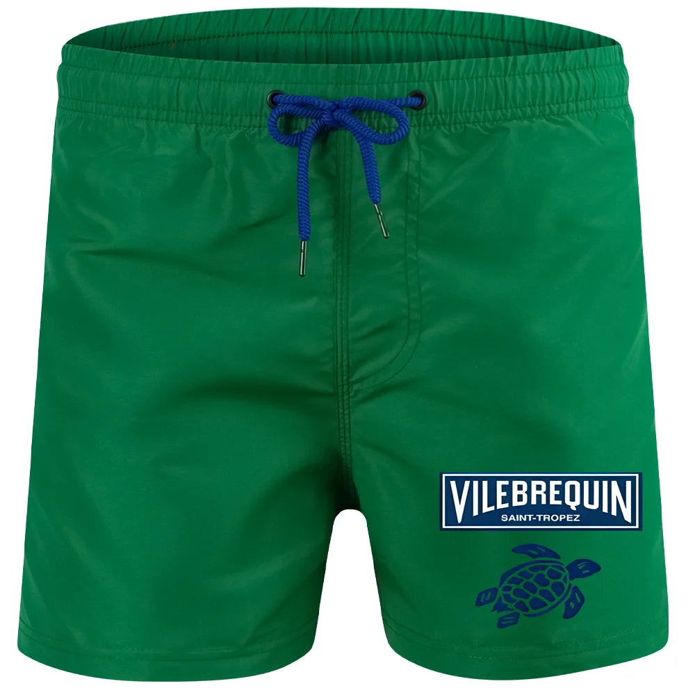 2025 new luxury beach shorts quick-drying men's swimsuit summer swimming trunks sports fitness running three-quarter pants men's