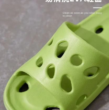 Bathroom Slippers Women Leaking Sandals Cheese Slides Summer Eva Shoes For Men Soft Anti-Slip Flip Flops Couples Indoor Slipper