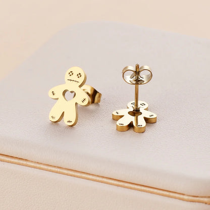 Stainless Steel Halloween Ghost Cat Stud Earrings For Women Girls Gold Color Waterproof Fashion Ear Party Jewelry Gift Wholesale