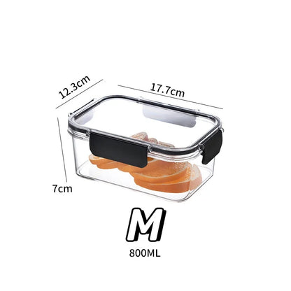 3size Refrigerator Storage Box Clear Sealed Rectangular Fresh Keeping Boxes Food Vegetable Fruit Lunch Box Kitchen Organizer