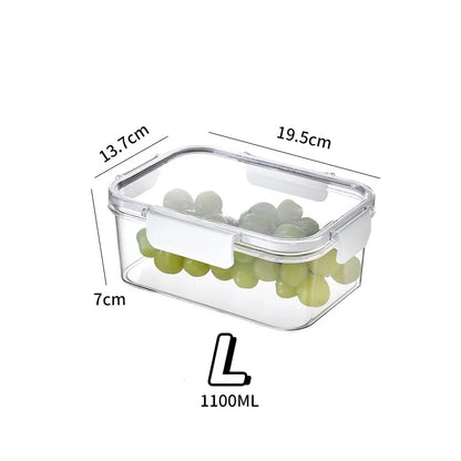 3size Refrigerator Storage Box Clear Sealed Rectangular Fresh Keeping Boxes Food Vegetable Fruit Lunch Box Kitchen Organizer