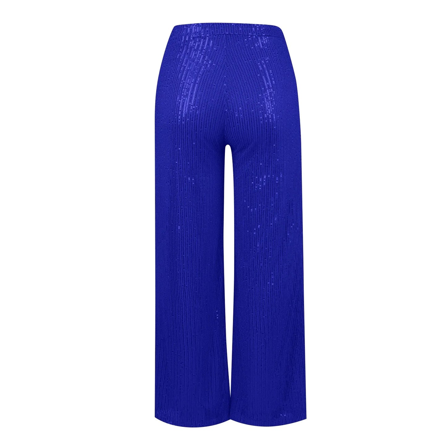 Women's Fashion Solid Color High Waist Sequin Side Zipper Draped Wide Leg Pants Pants for Women Women’s Pants Women’s Pants 2024