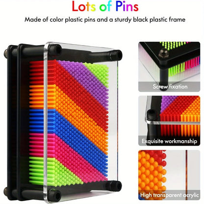 3D Pin Art Toys - Colorful Rainbow Creative Plastic Pin Art Board Unique for Christmas, Thanksgiving and Easter Gifts