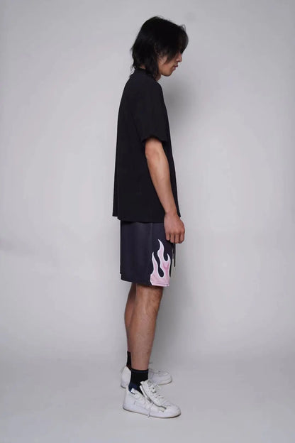 2023 Mesh Breathable Men Shorts GYM Basketball Running Quick-Drying Shorts Baggy Flame Print Fashion Shorts Summer Shorts