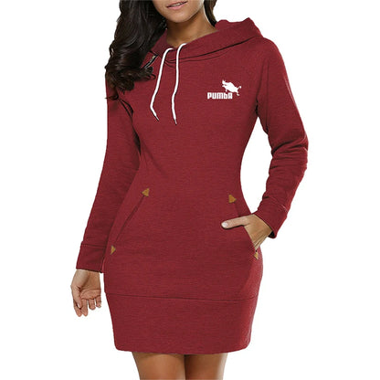 Sweatshirt Womens Dresses Pockets Fashion Casual Zip Neckline Sports Skirt Warm Simple Daily Autumn Hooded Comfort Autumn Winter