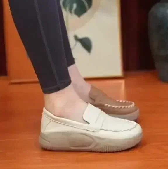 spring autumn New Soft-soled Women's Shoes Platform Casual Slip-on Loafers for Women Comfortable Work Shoes Sewn Leather Shoes