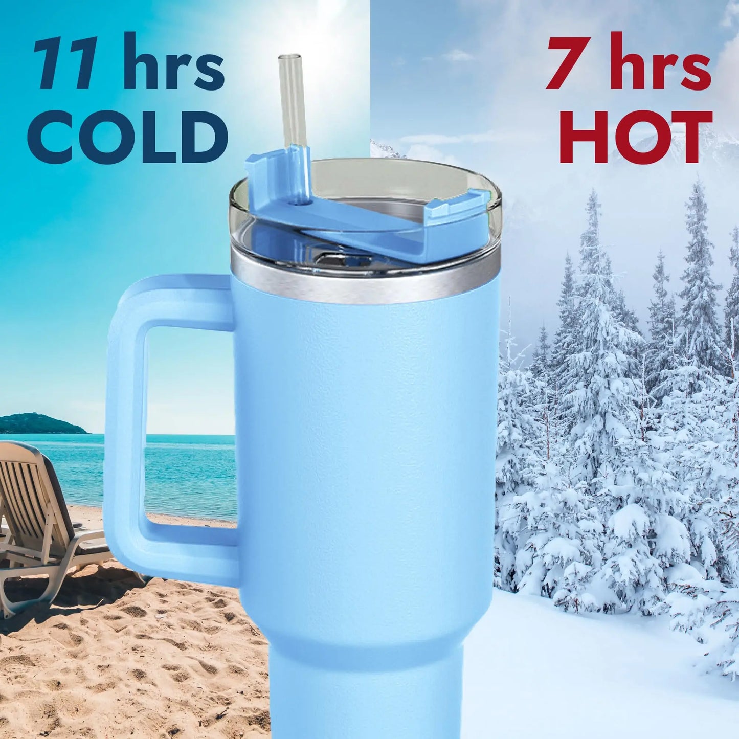 40oz 304 Stainless Steel Insulated Water Bottle,Thermal Coffee Car Cup, Cold Hot Mugs Vacuum Flask With Handle Straw,For Sport