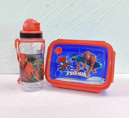 Anime Cartoon SpiderMan Lunch Box Set with Water Cup Microwaveable for Students Special Compartment Lunch Box Portable Lunch Box