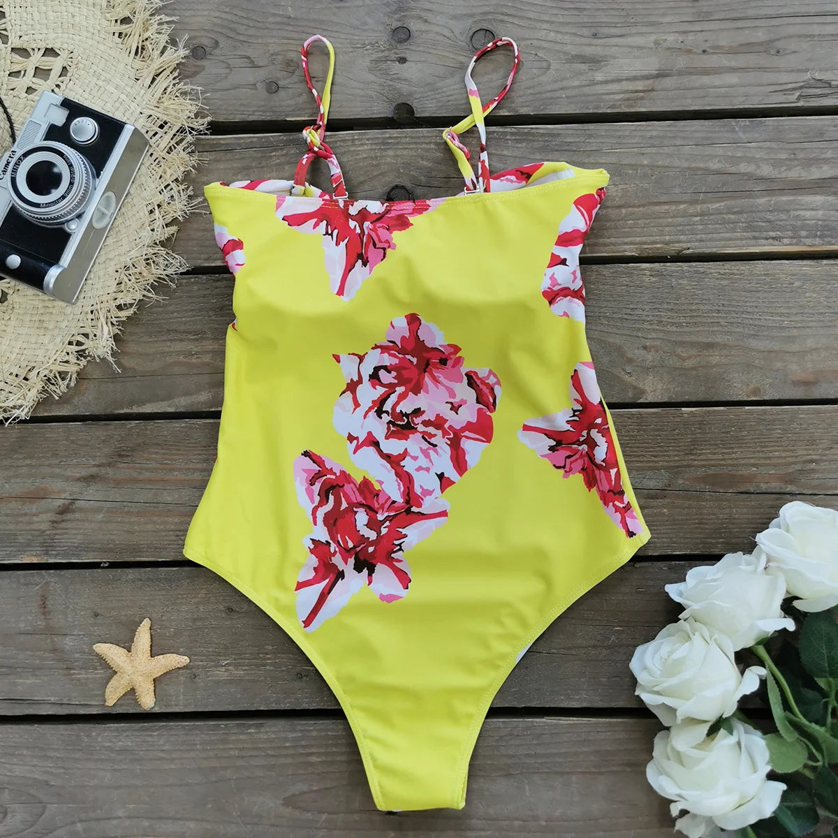 2023 New 2PC Push Up Women Bikini Set Skirt Floral Printed Bikinis Strappy Bandage Swimwear Brazilian Biquini Bathing Suit