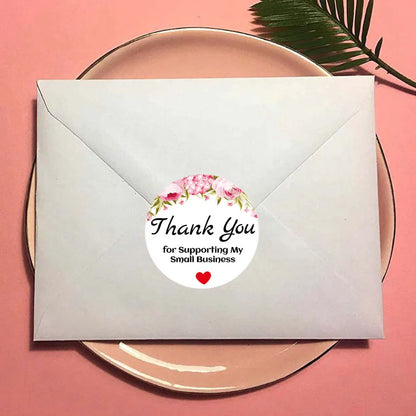50-500pcs Thank You For Supporting My Small Business Flower Sticker Gift Packaging Seal Label Scrapbook Stationery Sticker 1inch