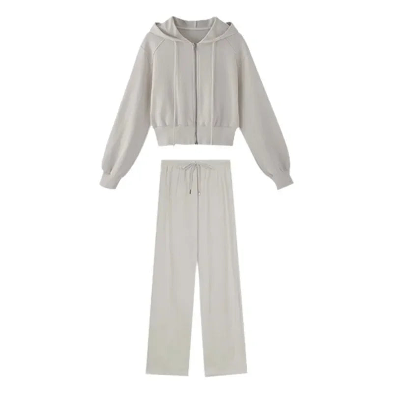 Autumn/Winter 2024 New Tea Matching Women's Clothing Set Plus Size Elegant Casual Salt System Sweatshirt Two-Piece Suit