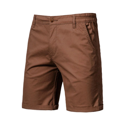 AIOPESON Summer 100% Cotton Solid Shorts Men High Quality Casual Business Social Elastic Waist Men Shorts 10 Colors Beach Shorts