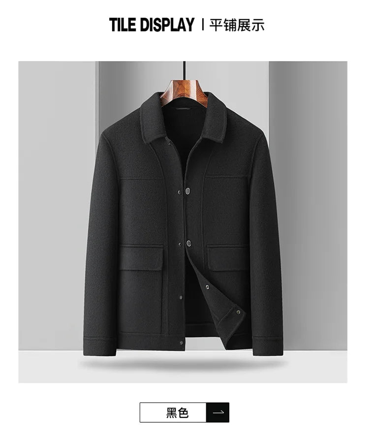 2024 Autumn/Winter New Double sided Woolen Coat High end Fabric Korean Edition Fashion Pure Handmade Woolen Coat Work Style