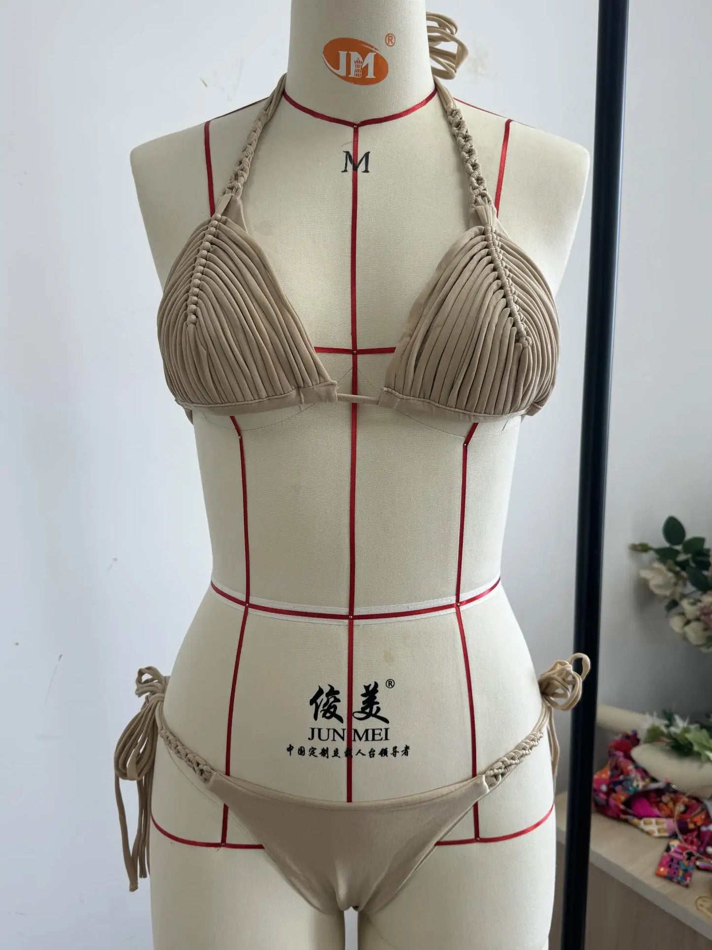2025 New Bandage Stripe Brazilian Bikini Swimwear Women's Braided Rope Swimsuit Two Piece Set Female Sexy Mujer Beachwear Summer