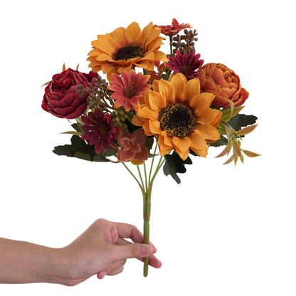 1/4pcs Artificial Peony Sunflower Flowers, Perfect for Room, Home, Office, Wedding, Christmas, Halloween,Thanksgiving,Vase Decor