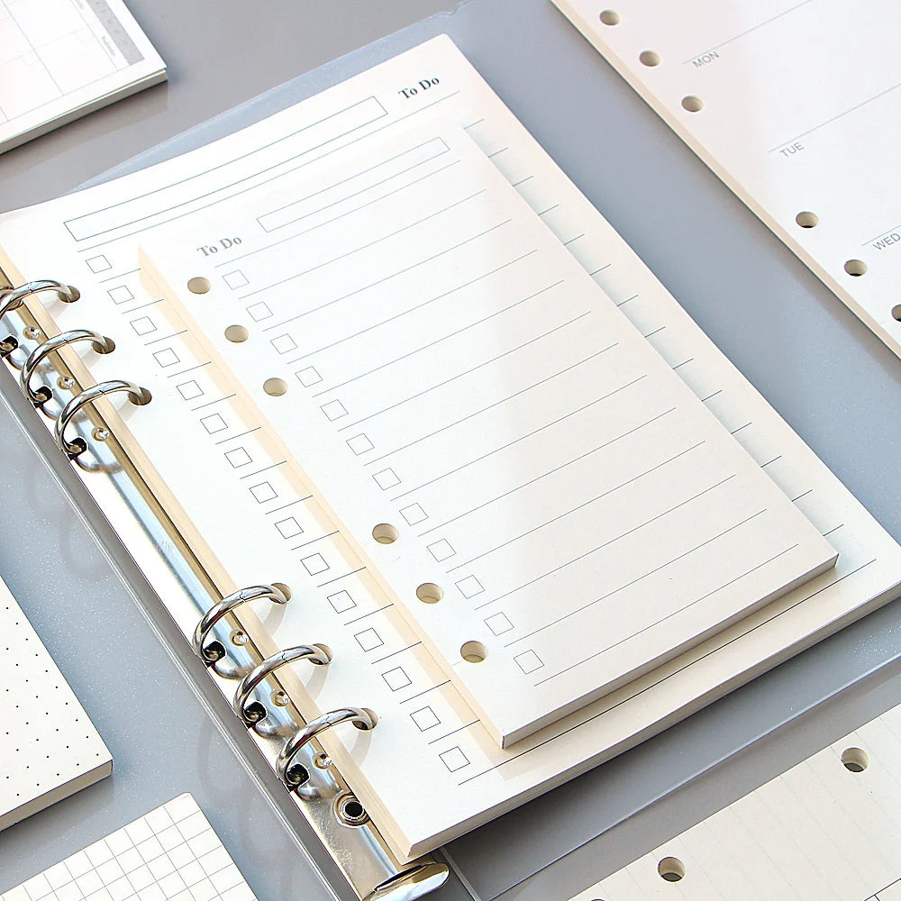 A5 A6 Loose Leaf Notebook Refill Spiral Binder Inner Page Diary Weekly Monthly Planner To Do List Line Dot Grid Inside Paper
