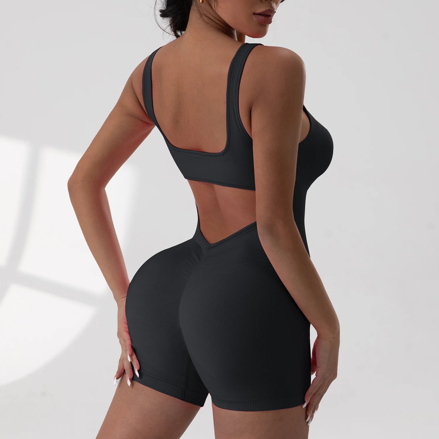 Women's Sexy Backless Tank Rompers Top Bodycon One Piece Halter Sleeveless Bodysuit Short Jumpsuits