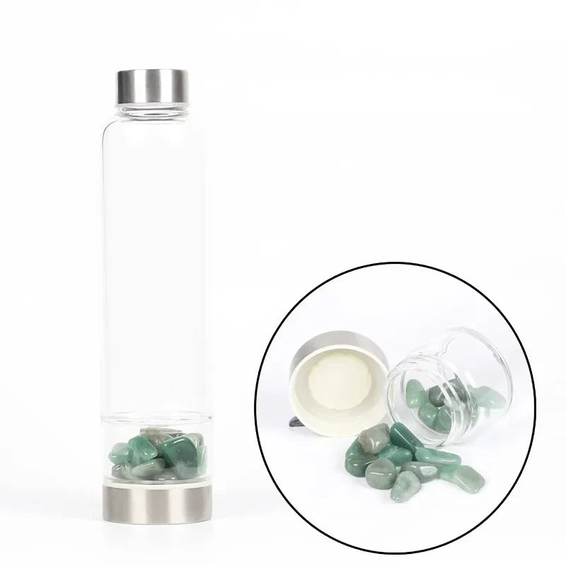 550ML Creative Natural Quartz Crystal Glass Water Bottle Irregular Stone Cup Point Wand Healing Infused Elixir Cup Natural Stone