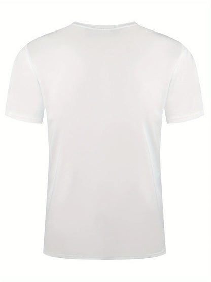 Summer men's 100% cotton casual loose fit plus size music themed printed comfortable sports round neck short sleeved T-shirt top