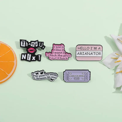 Thank U Next Enamel Pins Custom Arianator Club Funny Metal Brooches Backpack Clothes Lapel Badges Jewelry Gift for Kids Friends