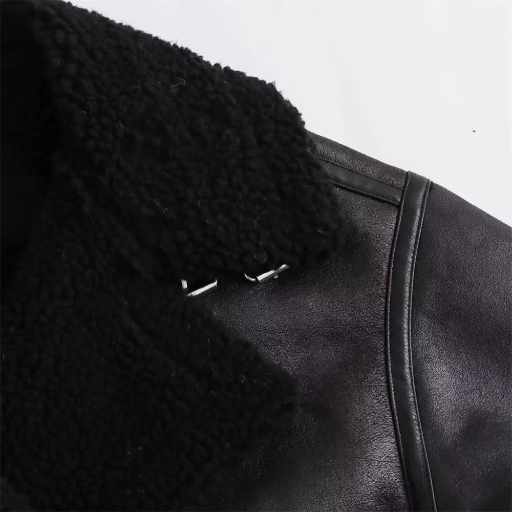 2024 RARF Autumn New Women's European and American Style Loose Fashion with Belt Double sided Collar Jacket Coat