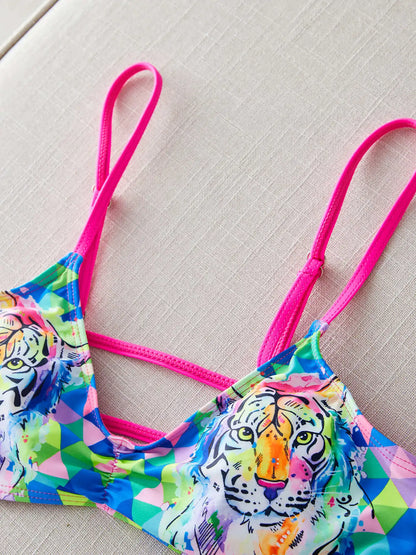 2024 New Sexy Brazilian Bikini Set Women Print Biquini Female Cut Bikinis Swimwear Push Up Swimsuit Bath Suit