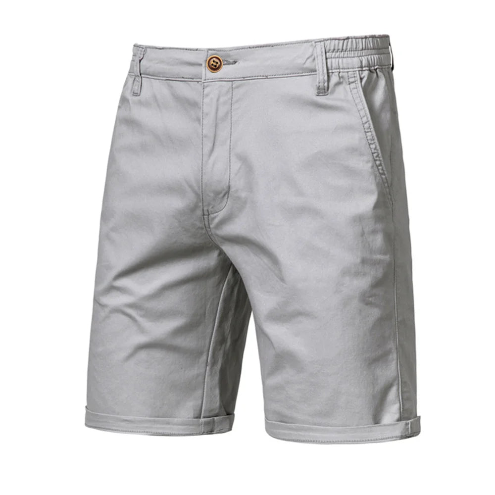 AIOPESON Summer 100% Cotton Solid Shorts Men High Quality Casual Business Social Elastic Waist Men Shorts 10 Colors Beach Shorts