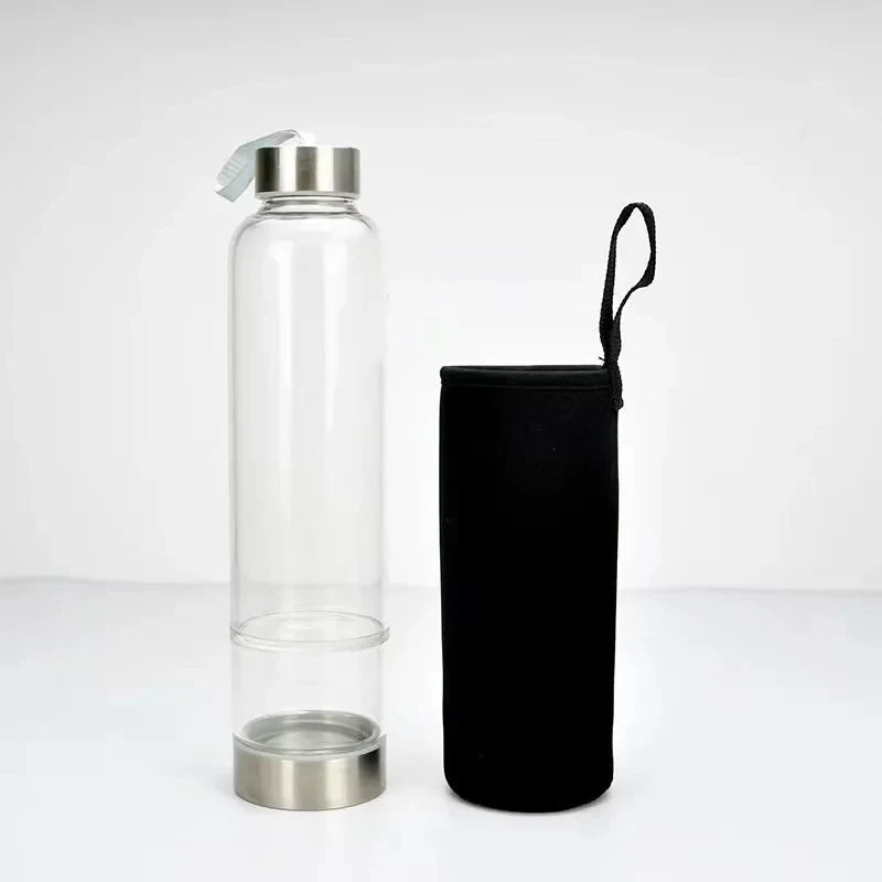 550ML Creative Natural Quartz Crystal Glass Water Bottle Irregular Stone Cup Point Wand Healing Infused Elixir Cup Natural Stone