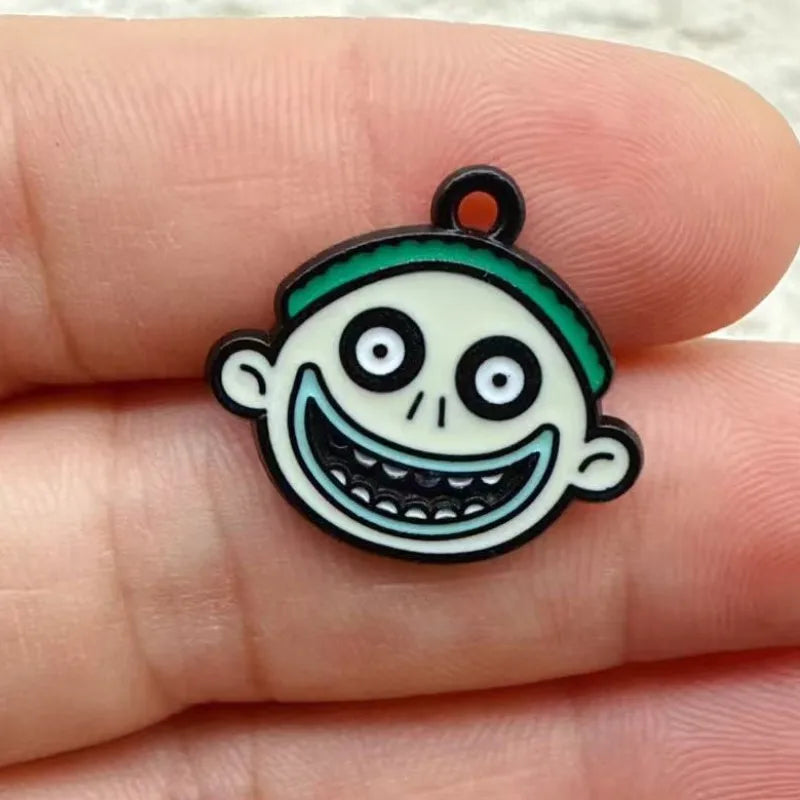 10pcs Halloween Charm Jewelry Accessories Enamel Necklace Earring Pendant Diy Making Supplies Alloy Metal Black Plated