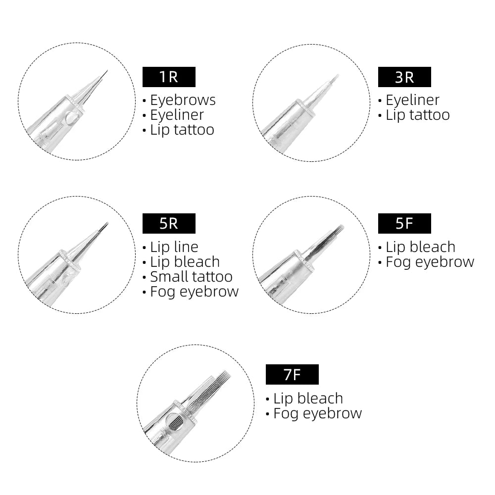 Borala 20Pcs Tattoo Needle Microblading Piercing Needles Pen Permanent Eyebrow Lip Makeup Cosmetics Tattoo Machine Accessories