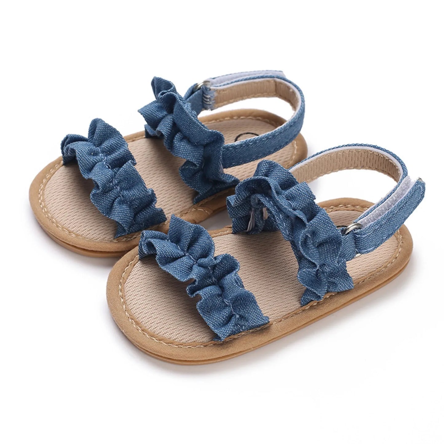 0-18M Baby Cute Preschool Summer Sandals Pleated Upper Princess Casual Soft Rubber Sole Anti Slip Shoes Girl's Walking Shoes