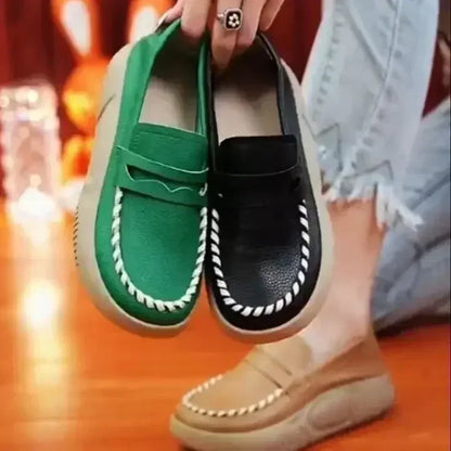 spring autumn New Soft-soled Women's Shoes Platform Casual Slip-on Loafers for Women Comfortable Work Shoes Sewn Leather Shoes