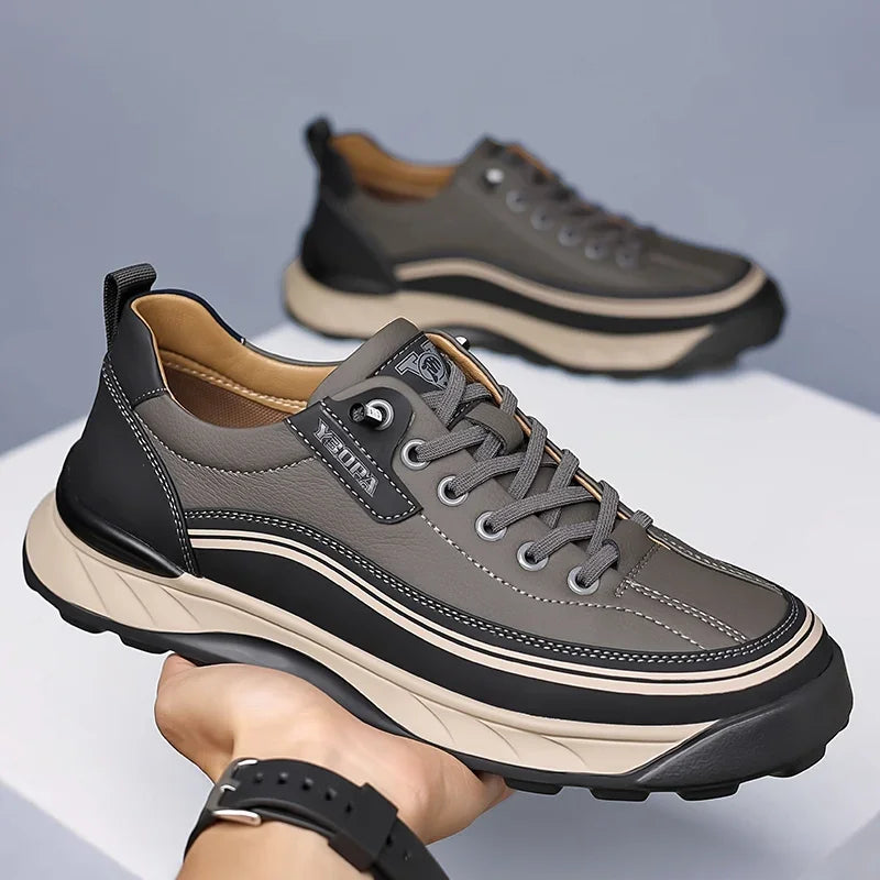 2025 High Quality Brand Men's Leather Casual Shoes Outdoor Hiking Shoes Anti Slip Wear-resistant Men's Hiking Shoes Breathable