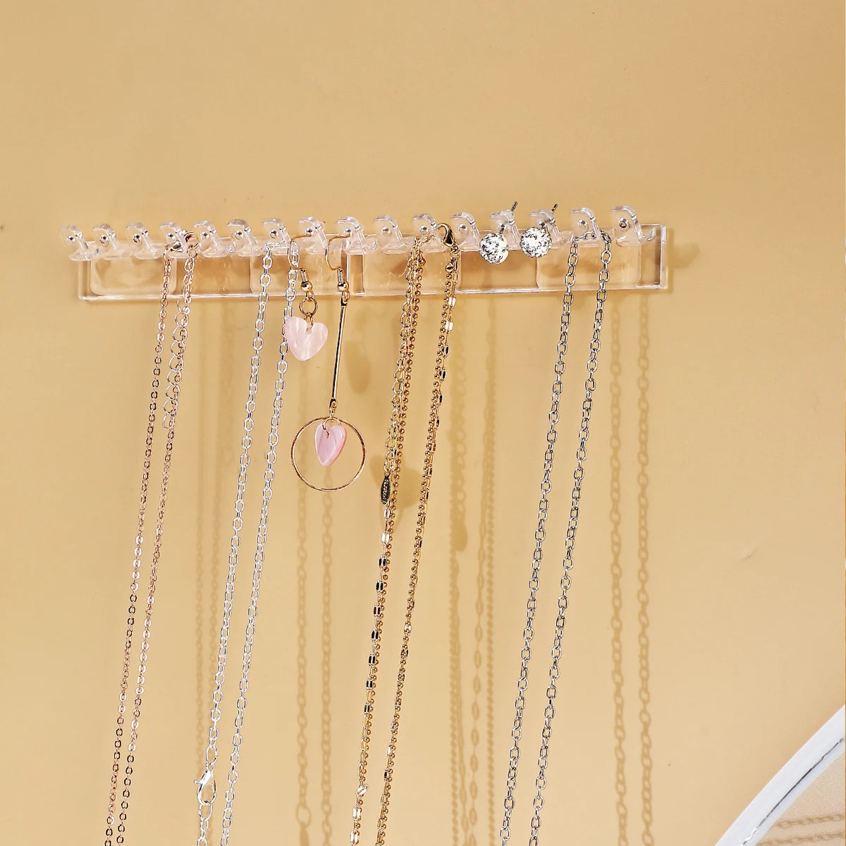 3Pack Necklace Holder, Necklace Organizer Wall Mounted with 8 Hooks, for Hanging Jewelry, Bangles, Bracelets and Rings
