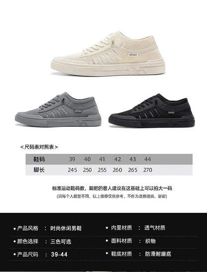 Summer Casual Sneakers for Men Breathable Loafers Lightweight Round Head Solid Colour Non-slip Flats Zapatillas Para Hombres