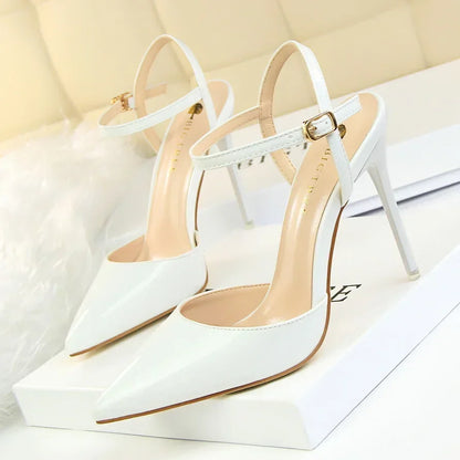 Summer Women Red Blue Sexy Nightclub Stripper Dance Sandals Lady Fetish 10.5cm High Heels Holiday Concise 2024 Versatile Sandles