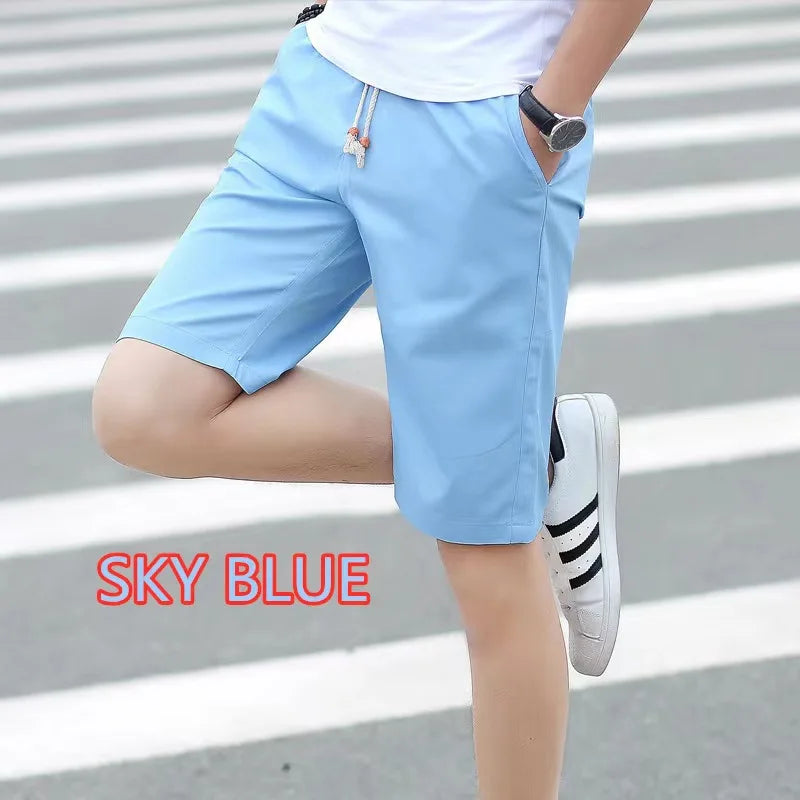 2024 summer men's plus size sports shorts, pure cotton casual pants, mid length shorts, beach pants, comfortable cropped pants
