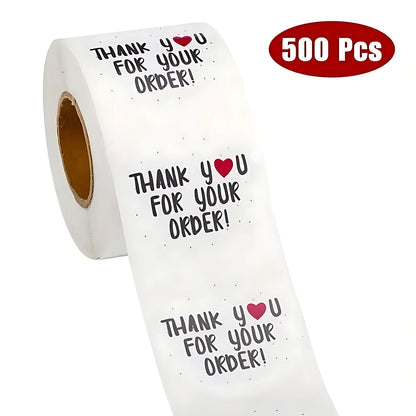 1roll 500pcs Thank You For Your Oder Sticker, DIY Small Business Online Store, Shop, Packing And Shipping Accessories
