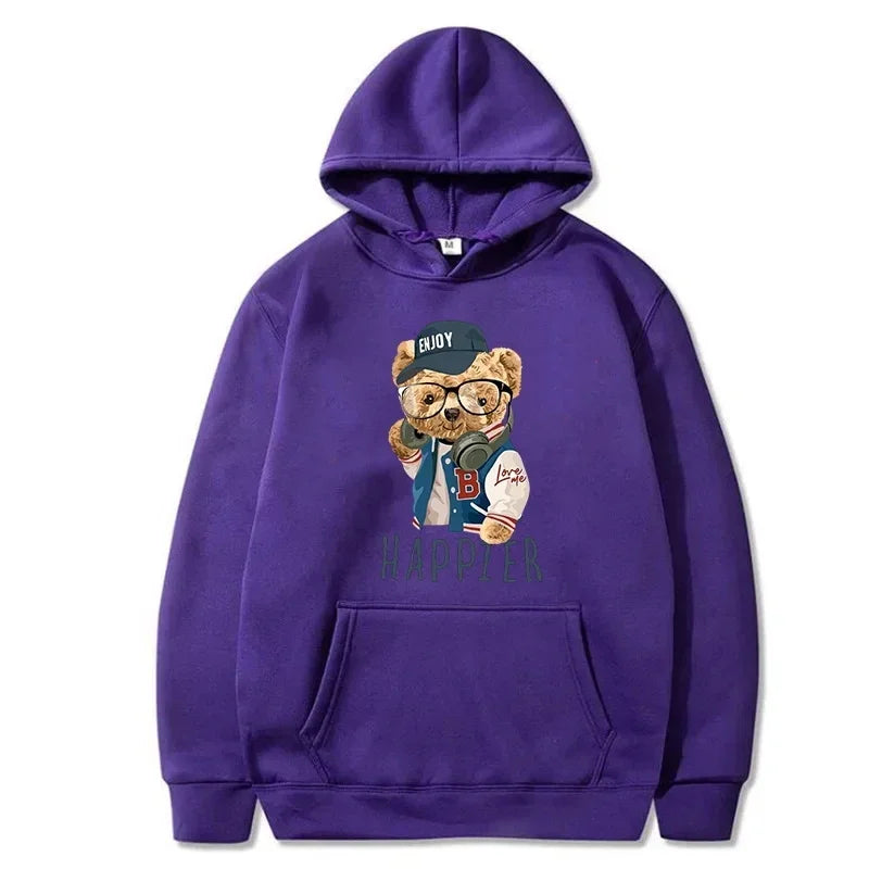 2024 New Men's Hoodie Fun Teddy Bear Hooded Casual Shirt for Men Fashion Sweatshirt Loose Street Hoody Multi Color Sweatshirt