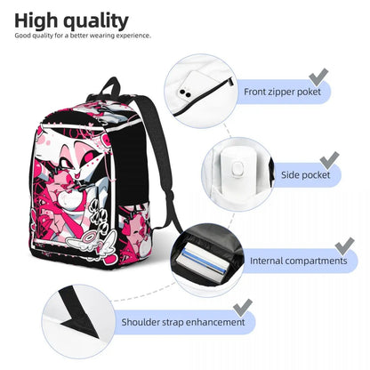 Angel Dust And Fat Nugget Selfie Hazbin Hotels Backpack for Men Women Fashion Student Business Daypack College Shoulder Bag