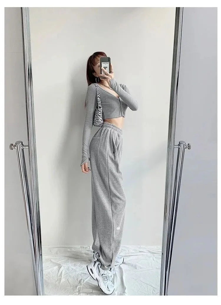 Spring Season Thin High Waist American Letter Loose Sports Pants Women Casual Bottoming Trousers Underwear Women Clothes