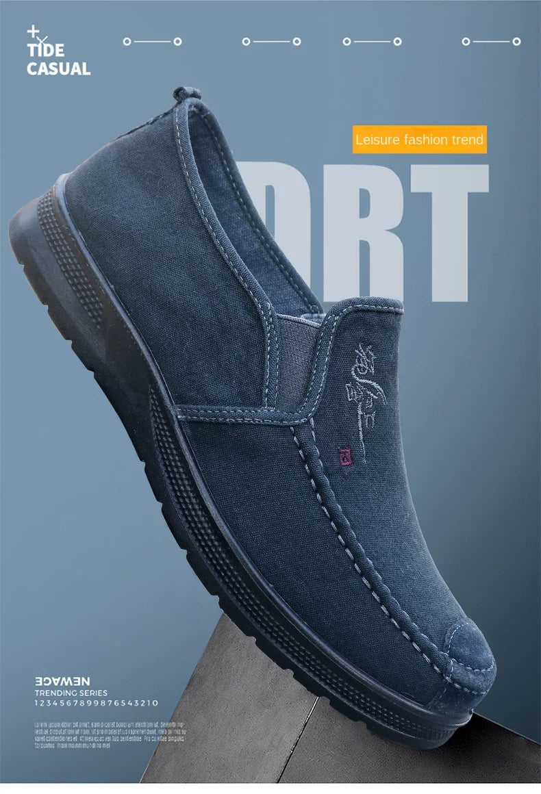 Spring Polyurethane Men Shoes Old Beijing Cloth Shoes Canvas Shoes Men Sports Casual Shoes Breathable Work Shoes