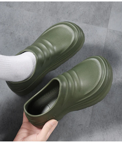 Summer Chef Shoes Anti Slip and Oil Proof Work Shoes Lazy Slippers Casual Trendy Slipper One Step Fashion Garden Shoes For Beach