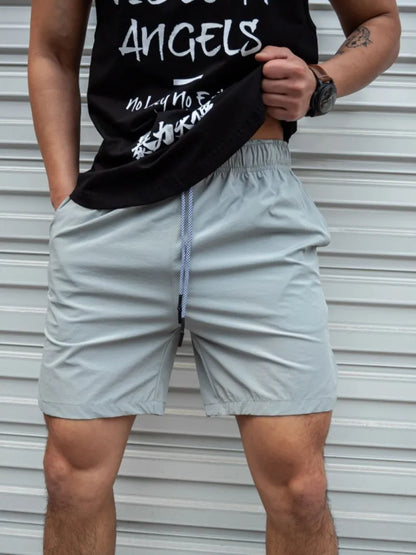 Summer new Men Light Weight Thin Short Pants Running Squat Fitness Shorts Men GYM Wear Quick-drying Beach Drawstring Shorts