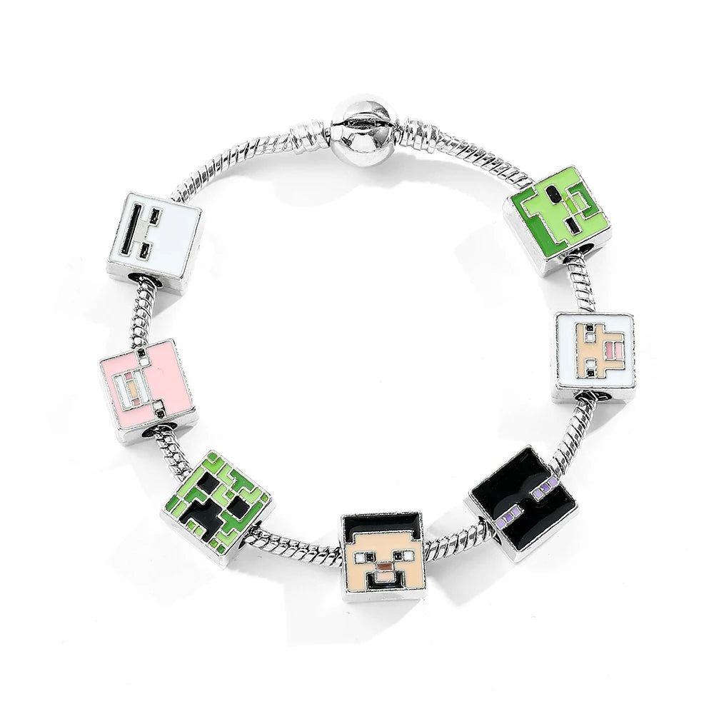 A set of cute square-shaped zinc alloy bracelets, suitable for giving to your girlfriend, friends or on a festival or birthday