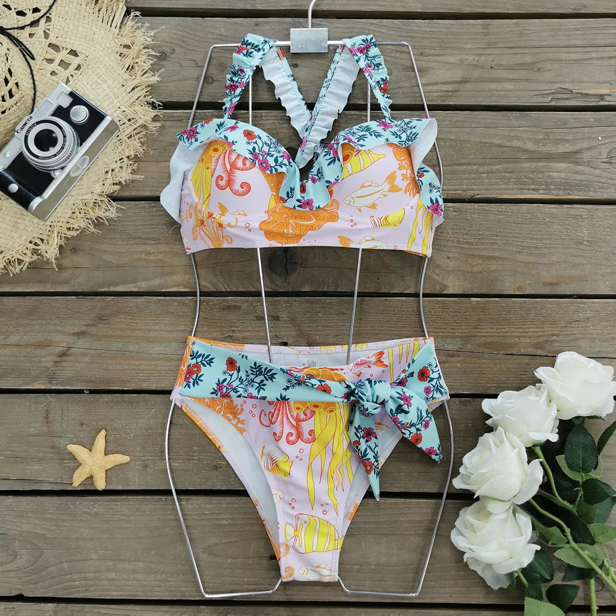 2024 New Sexy Brazilian Bikini Set Women Print Biquini Female Cut Bikinis Swimwear Push Up Swimsuit Bath Suit